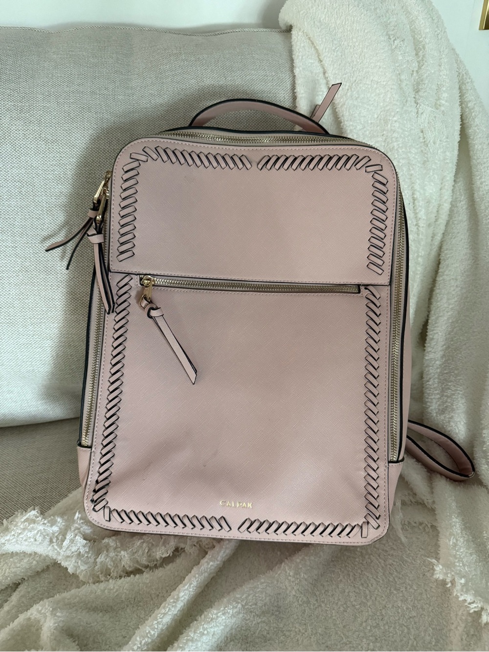 Calpak Blush Pink Backpack with Whipstitch Trim